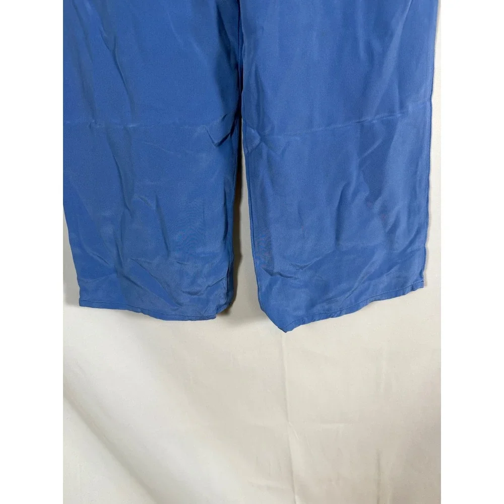 Josephine Chaus Petite Blue 100% Silk Wide Leg Trousers Pants Womens 8P - Picture 3 of 4